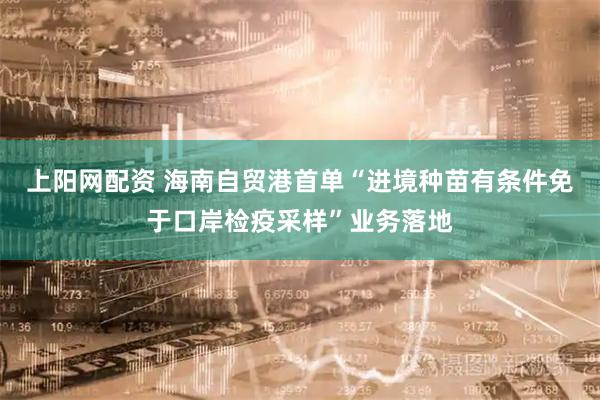 上阳网配资 海南自贸港首单“进境种苗有条件免于口岸检疫采样”业务落地