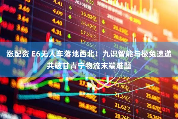 涨配资 E6无人车落地西北！九识智能与极兔速递共破甘青宁物流末端难题