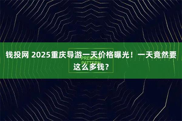 钱投网 2025重庆导游一天价格曝光！一天竟然要这么多钱？