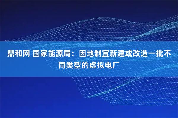 鼎和网 国家能源局：因地制宜新建或改造一批不同类型的虚拟电厂